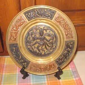 Vintage Brass Plate Hindu from India with Copper